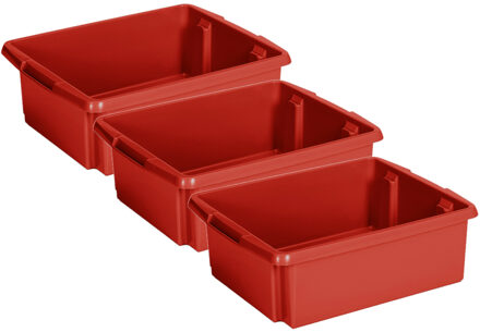 SunWare Opslagbox Nesta - 3x - kunststof - 17L - rood - 45 x 36 x 14 cm