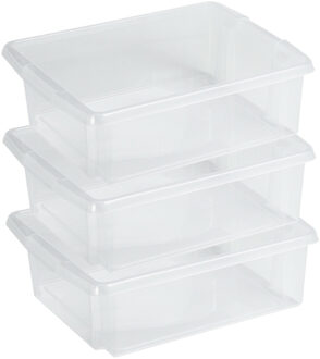 SunWare Opslagbox Nesta - 3x - kunststof - 17L - transparant - 45 x 36 x 14 cm