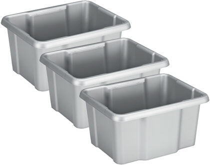 SunWare Opslagbox Nesta - 3x - kunststof - 24L - grijs - 42 x 33 x 22 cm