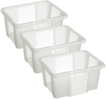 SunWare Opslagbox Nesta - 3x - kunststof - 24L - transparant - 42 x 33 x 22 cm