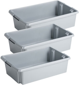 SunWare opslagbox Nesta - 3x - kunststof - 30 liter - lichtgrijs - 59 x 39 x 17 cm