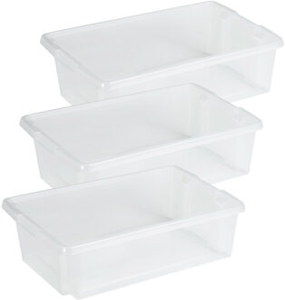 SunWare opslagbox Nesta - 3x - kunststof - 30 liter - transparant - 59 x 39 x 17 cm