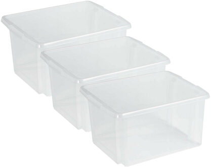 SunWare Opslagbox Nesta - 3x - kunststof - 32L - transparant - 45 x 36 x 24 cm