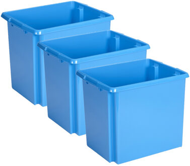 SunWare Opslagbox Nesta - 3x - kunststof - 45L - blauw - 45 x 36 x 36 cm