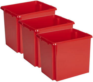 SunWare Opslagbox Nesta - 3x - kunststof - 45L - rood - 45 x 36 x 36 cm