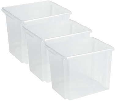 SunWare Opslagbox Nesta - 3x - kunststof - 45L - transparant - 45 x 36 x 36 cm