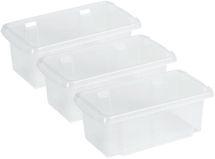 SunWare Opslagbox Nesta - 3x - kunststof - 7L - transparant - 38 x 21 x 14 cm