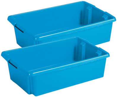 SunWare opslagbox Nesta - 4x - kunststof - 30 liter - blauw - 59 x 39 x 17 cm
