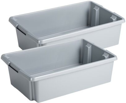 SunWare opslagbox Nesta - 4x - kunststof - 30 liter - lichtgrijs - 59 x 39 x 17 cm