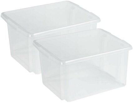 SunWare Opslagbox Nesta - 4x - kunststof - 32L - transparant - 45 x 36 x 24 cm