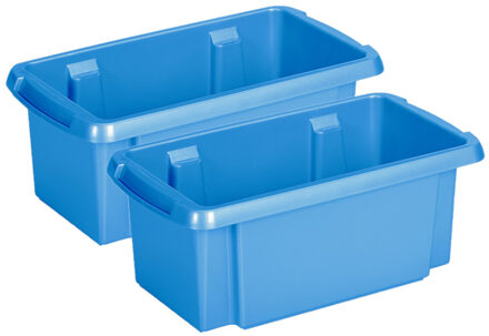 SunWare Opslagbox Nesta - 4x - kunststof - 7L - blauw - 38 x 21 x 14 cm
