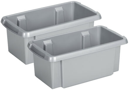 SunWare Opslagbox Nesta - 4x - kunststof - 7L - grijs - 38 x 21 x 14 cm