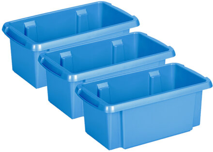 SunWare Opslagbox Nesta - 6x - kunststof - 7L - blauw - 38 x 21 x 14 cm