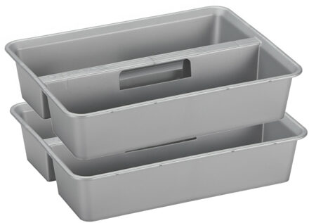 SunWare organiser - 2 stuks - kunststof - 40 x 30 cm - grijs - 2 vakken