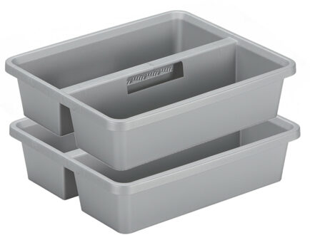 SunWare organiser - 2 stuks - kunststof - 44 x 35 cm - grijs - 2 vakken