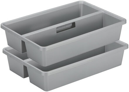 SunWare organiser - 2 stuks - kunststof - 50 x 33 cm - grijs - 2 vakken