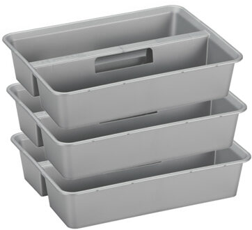 SunWare organiser - 3 stuks - kunststof - 40 x 30 cm - grijs - 2 vakken
