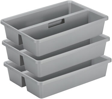 SunWare organiser - 3 stuks - kunststof - 50 x 33 cm - grijs - 2 vakken