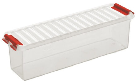 SunWare Q-Line opberg box/opbergdoos - 1.3 liter - 27 x 8 x 9 cm - kunststof - transparant