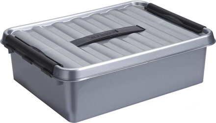 SunWare Q-Line opberg box/opbergdoos - 10 liter - 40 x 30 x 11 cm - kunststof - grijs