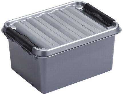 SunWare Q-Line opberg box/opbergdoos - 2 liter - 20 x 15 x 10 cm - kunststof - grijs