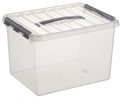 SunWare Q-Line opberg box/opbergdoos - 22 liter - 40 x 30 x 26 cm - kunststof - transparant