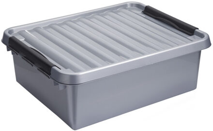 SunWare Q-Line opberg box/opbergdoos - 25 liter - 50 x 40 x 18 cm - kunststof - grijs
