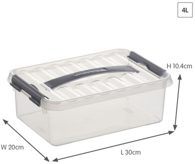 SunWare Q-Line opberg box/opbergdoos - 4 liter - 30 x 20 x 10 cm - kunststof - transparant