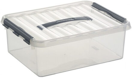 SunWare Q-line Opbergbox Transparant/Grijs 12 liter - Set van 6 stuks