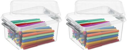 SunWare Set van 10x stuks sunware q-line opberg box/opbergdoos - 2 liter - 20 x 15 x 10 cm - kunststof - tra