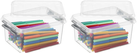 SunWare Set van 12x stuks sunware q-line opberg box/opbergdoos - 2 liter - 20 x 15 x 10 cm - kunststof - tra