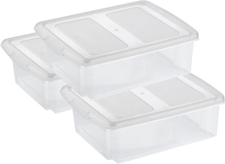 SunWare set van 3x opslagboxen kunststof 17 liter transparant 45 x 36 x 14 cm met deksel