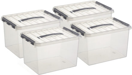 SunWare Set van 6x stuks sunware q-line opberg box/opbergdoos - 22 liter - 40 x 30 x 26 cm - kunststof - tra