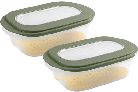 SunWare Sigma home kaasdoos met tray groen - Set van 2 Transparant