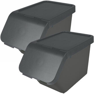 SunWare Sigma Home sorteer bak - 2x - afvalbak - antraciet - stapelbaar - 30L - 49 x 27 x 30 cm
