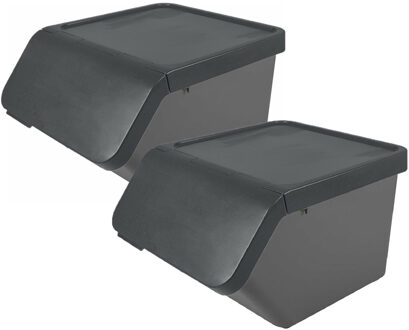 SunWare Sigma Home sorteer bak - 2x - afvalbak - antraciet - stapelbaar - 45L - 49 x 39 x 30 cm