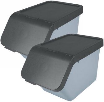 SunWare Sigma Home sorteer bak - 2x - afvalbak - blauw - stapelbaar - 30L - 49 x 27 x 30 cm