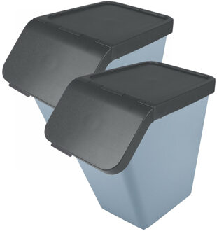 SunWare Sigma Home sorteer bak - 2x - afvalbak - blauw - stapelbaar - 40L - 49 x 27 x 45 cm