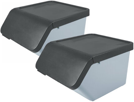 SunWare Sigma Home sorteer bak - 2x - afvalbak - blauw - stapelbaar - 45L - 49 x 39 x 30 cm