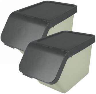 SunWare Sigma Home sorteer bak - 2x - afvalbak - groen - stapelbaar - 30L - 49 x 27 x 30 cm