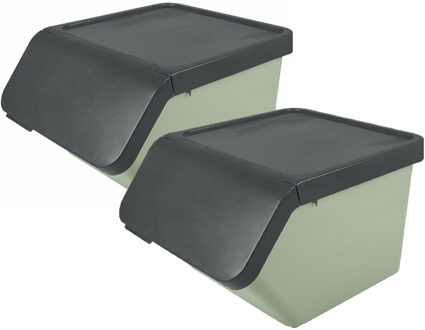 SunWare Sigma Home sorteer bak - 2x - afvalbak - groen - stapelbaar - 45L - 49 x 39 x 30 cm
