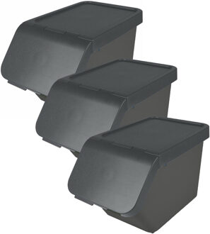 SunWare Sigma Home sorteer bak - 3x - afvalbak - antraciet - stapelbaar - 30L - 49 x 27 x 30 cm