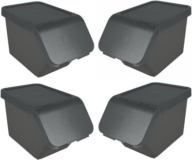 SunWare Sigma Home sorteer bak - 4x - afvalbak - antraciet - stapelbaar - 30L - 49 x 27 x 30 cm