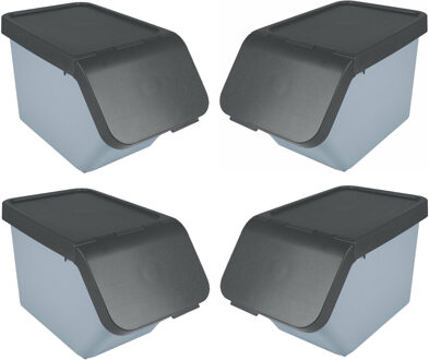 SunWare Sigma Home sorteer bak - 4x - afvalbak - blauw - stapelbaar - 30L - 49 x 27 x 30 cm