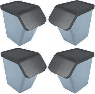SunWare Sigma Home sorteer bak - 4x - afvalbak - blauw - stapelbaar - 40L - 49 x 27 x 45 cm