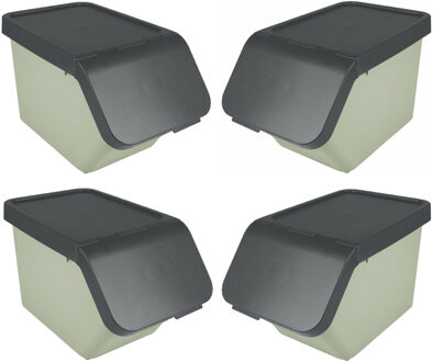 SunWare Sigma Home sorteer bak - 4x - afvalbak - groen - stapelbaar - 30L - 49 x 27 x 30 cm