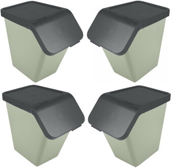 SunWare Sigma Home sorteer bak - 4x - afvalbak - groen - stapelbaar - 40L - 49 x 27 x 45 cm