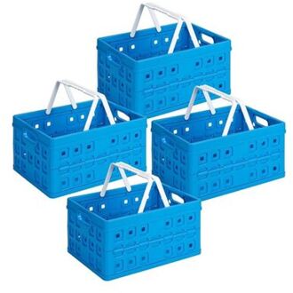 SunWare Square Vouwkrat Blauw 32 liter - 49 x 36 x 24.5 cm - Set van 4 stuks