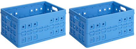 SunWare Vouwkratten - 3x - inklapbare boodschappenkratten - opberg krat - 46 liter - blauw