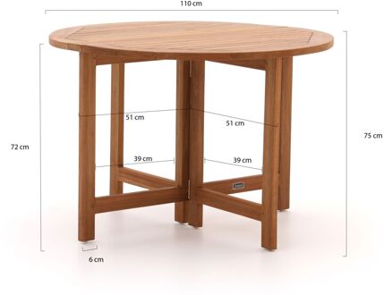 Sunyard Butterfly klaptafel ø 110cm (h:75cm) - Laagste prijsgarantie! Bruin